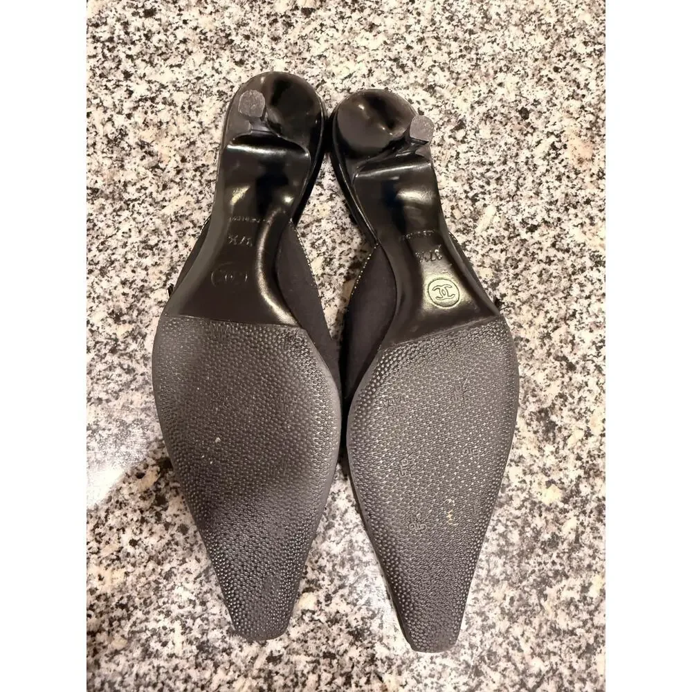 Vintage Chanel Black CC Logo Cap Toe Mules – Size 7.5B